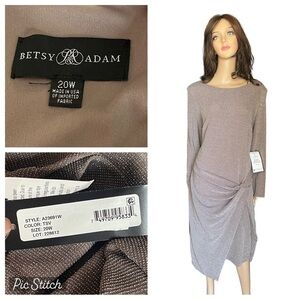 NWT Grey betsy Adam 
Long Sleeve Dress‎ size 20W